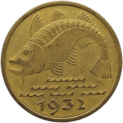 1932 Danzig 10 Pfennig Coin