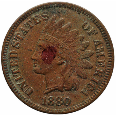1880 One Cent United States Coin Indian Head