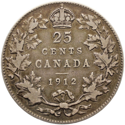1912 25 Cents Canada Coin George V Silver