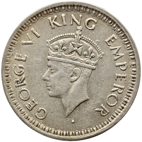 1944 Quarter Rupee British India Coin George VI Silver