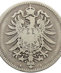 1876 A One Mark Germany Wilhelm I Coin Silver Berlin Mint