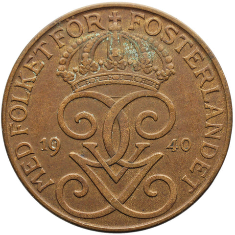 1940 5 Öre Sweden Coin Gustaf V