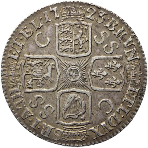 1723 Shilling George I Coin UK Silver SS and C in angles