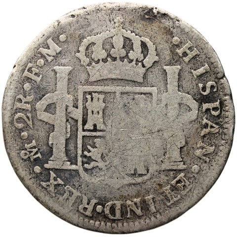 1788 Mo FM 2 Reales Mexico Coin Charles III of Spain Silver