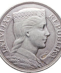 1931 5 Lati Latvia Coin Silver