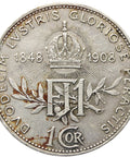 1908 1 Corona Austria Habsburg Coin Franz Joseph I Silver 60th Anniversary of the Reign