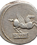 90 BC Roman Republic Denarius Coin Silver Quintus Titius Q•TITI Pegasus