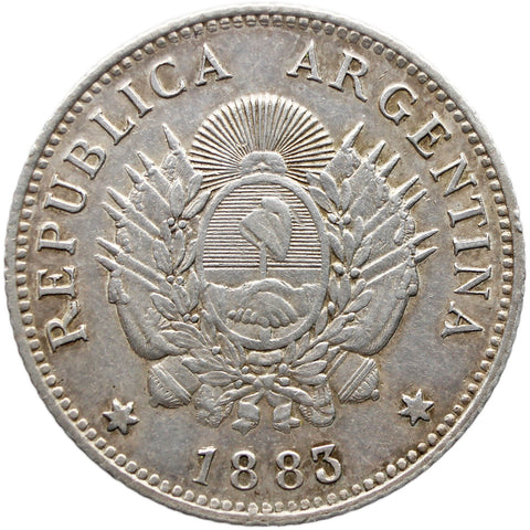 1883 20 Centavos Argentina Coin Silver