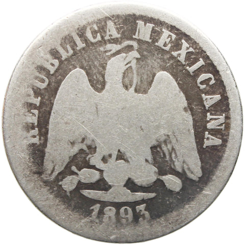 1893 Ho G 10 Centavos Mexico Coin Silver Hermosillo Mint
