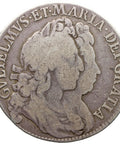 Rare 1692 1/2 Crown William and Mary QVINTO Coin UK Silver 2nd busts