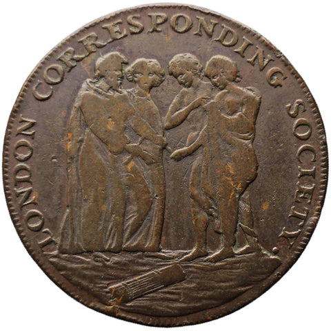 1795 Half Penny Token London Corresponding Society Milled edge