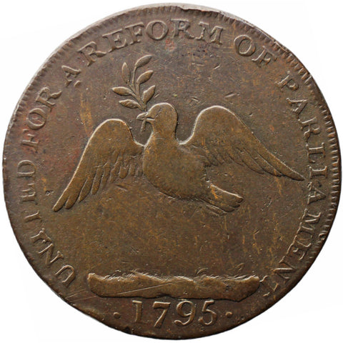 1795 Half Penny Token London Corresponding Society Milled edge