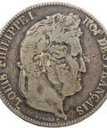 1841 W 5 Francs France Coin Louis-Philippe I Silver Lille Mint