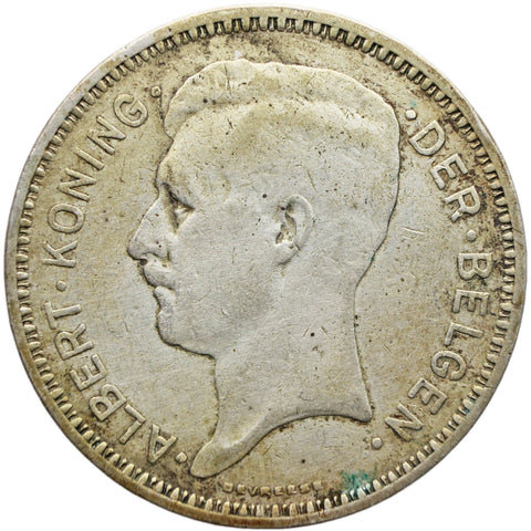 1934 20 Francs Belgium Coin Silver Albert I Dutch text