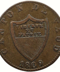 1809 2 1/2 Rappen Switzerland Canton Vaud Coin Swiss