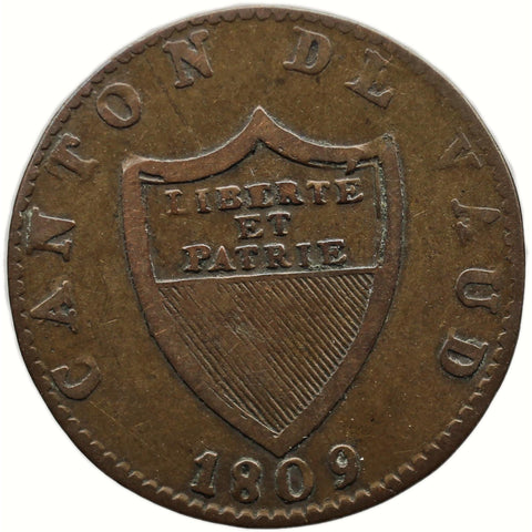 1809 2 1/2 Rappen Switzerland Canton Vaud Coin Swiss