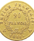 1811 A 20 Francs France Gold Coin Napoleon Bonaparte Paris Mint