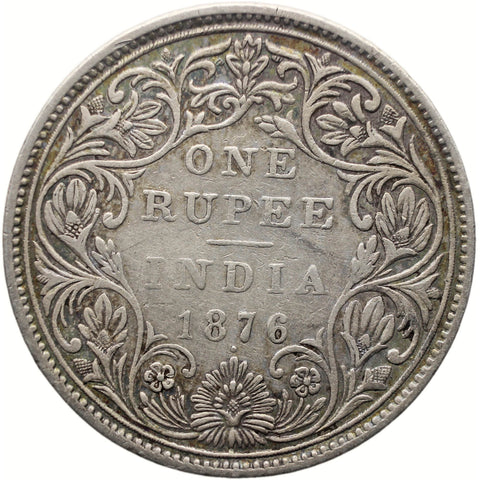 1876 One Rupee British India Victoria Silver Coin Bombay Mint