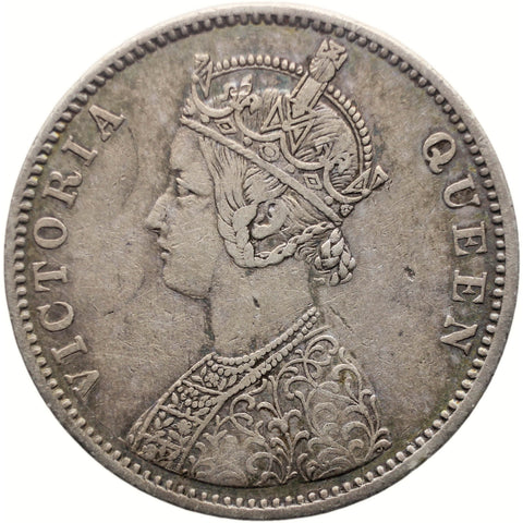 1876 One Rupee British India Victoria Silver Coin Bombay Mint