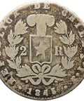 1845 2 Reales Chile Coin Silver