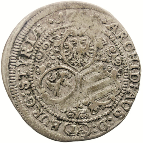 1704 IA 3 Kreuzer Austria Graz Coin Leopold I Silver