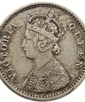 1862 Two Annas India British Queen Victoria Silver Coin Bombay mint