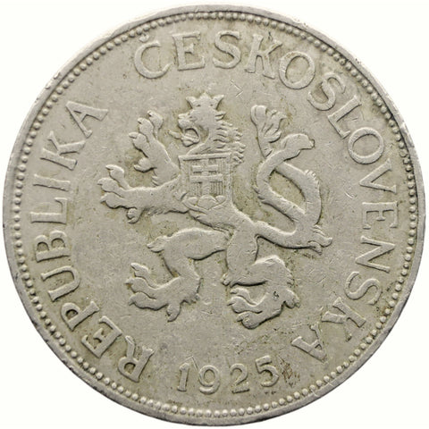 1925 5 Korun Czechoslovakia Coin