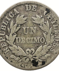 1894 1 Decimo Chile Coin Silver