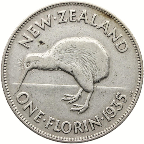 1935 Florin New Zealand Coin George V Silver