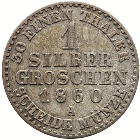 1860 1 Groschen Lippe Germany Coin Paul Friedrich Emil Leopold III