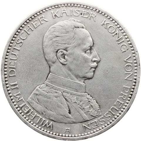 1913 A 5 Mark Prussia Coin Germany Wilhelm II Silver Berlin Mint