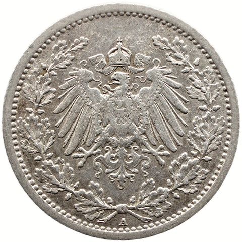 1914 A Half Mark Germany Coin Wilhelm II Silver Berlin Mint