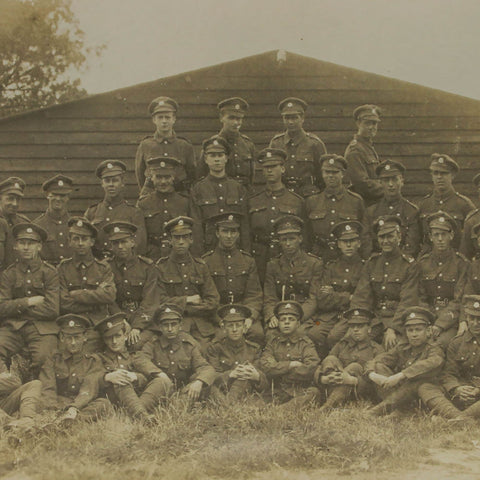 British Army Soldiers Group outside Barrack Photography WW1 Era Military