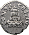 161 AD Roman Empire Coin Antoninus Pius Denarius Silver Pyre in four tiers