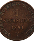 1851 TA 1 Sechsling Germany Provisional government of Schleswig-Holstein Coin
