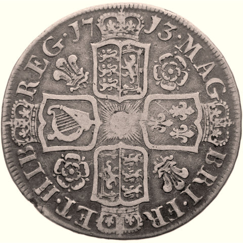 1713 Half Crown Anne Coin UK Silver