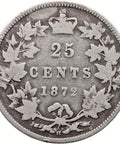 1872 H 25 Cents Canada Victoria Coin Silver Authentic Canadian Victorian Era Gift A Piece of Canadian History