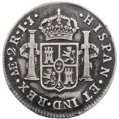 1794 ME IJ 2 Reales Peru Coin Charles IV Silver Perfect Gift for History and Coin Collectors